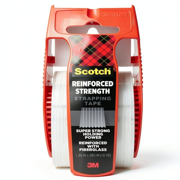 Heavy Duty Packing Tape 3M 50-3M Fiberglass Reinforced with Dispenser-0