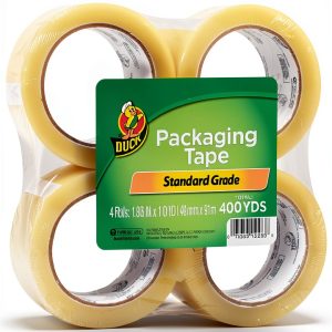 Duck Brand Standard Packaging Tape 4 Extra Long Rolls Clear 100yd-0