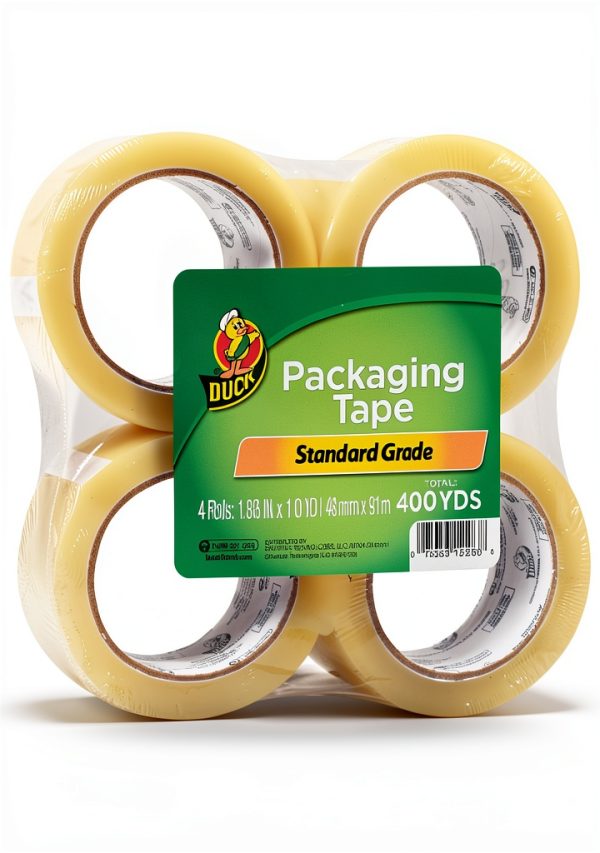 Duck Brand Standard Packaging Tape 4 Extra Long Rolls Clear 100yd-0