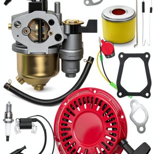 Strongthium GX160 GX120 Tune Up Parts Carb Kit for Honda GX 120 200 4.0 5.5 6.5 hp Predator 196 212 cc w/Carburetor + Pull Start + Coil + Air Filter + Spark Plug + Throttle Springs + Gaskets-0